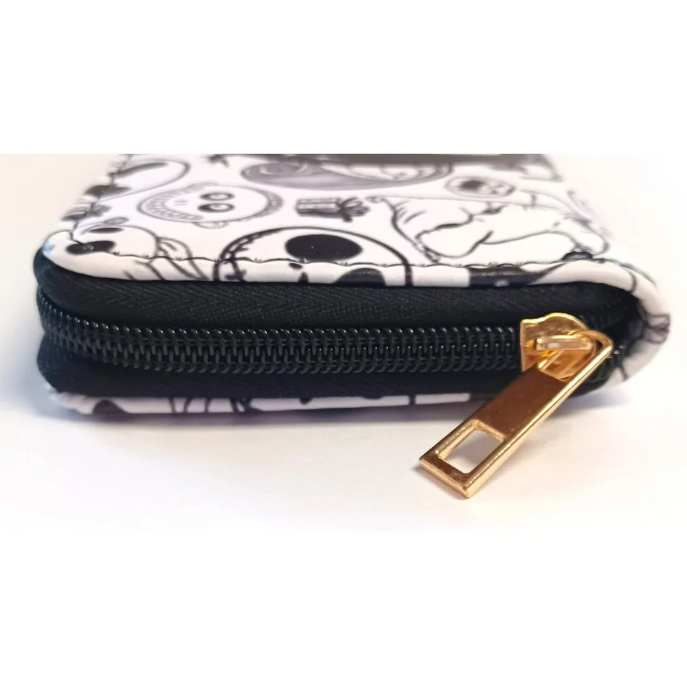 Disney Nightmare Before Christmas Jack Skellington Zip Around Wallet Black White